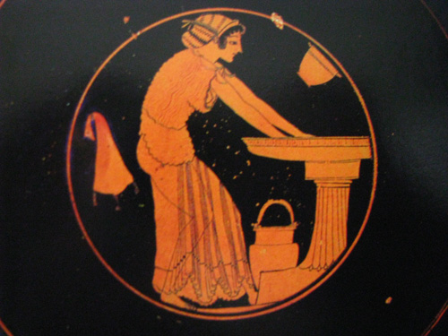 lamp greek woman washing photo.